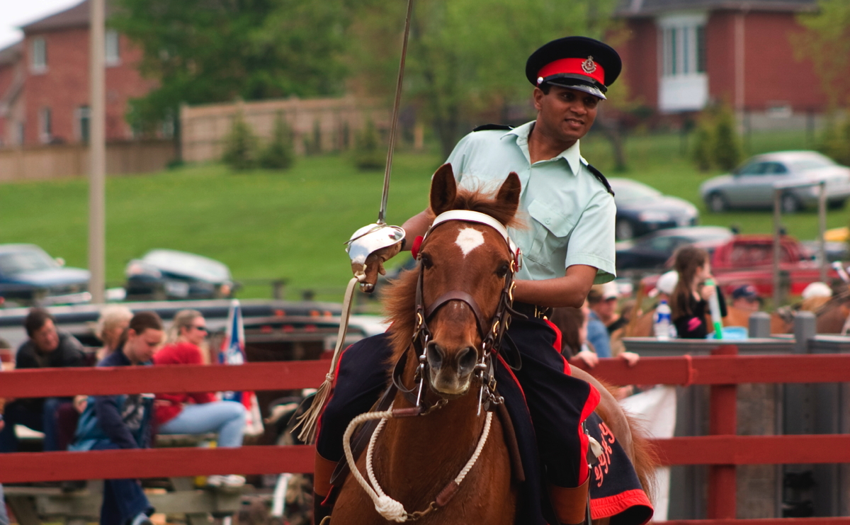 Akaash Maharaj rides for Canada in Equestrian Skill-at-Arms